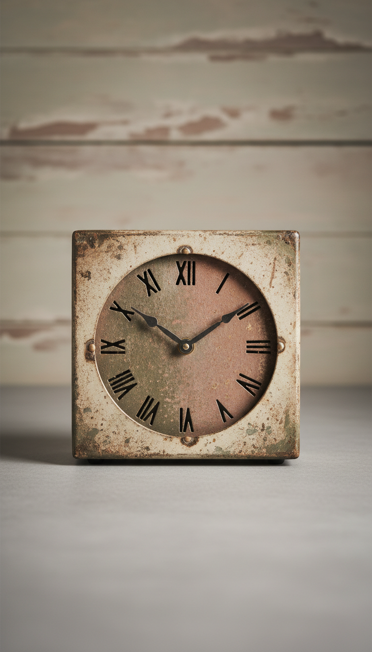 Reclaimed Metal Farmhouse Mantel Clock